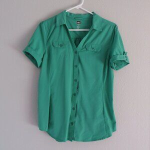NEW REI Womens Fishing/Hiking Shirt Size S Green Button Up Short Sleeves